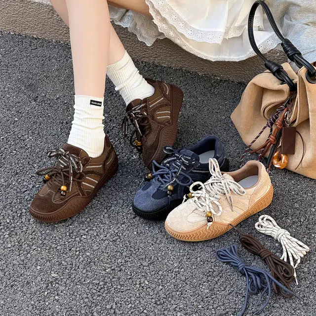 牛反绒皮 时尚美拉德风复古厚底舒适鞋款 耐磨轻便 低帮 生活休闲鞋 女