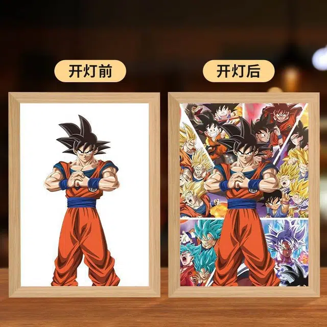 礼莎 七龙珠 卡卡罗特灯光画 创意装饰卧室床头摆件发光小夜灯 动漫周边