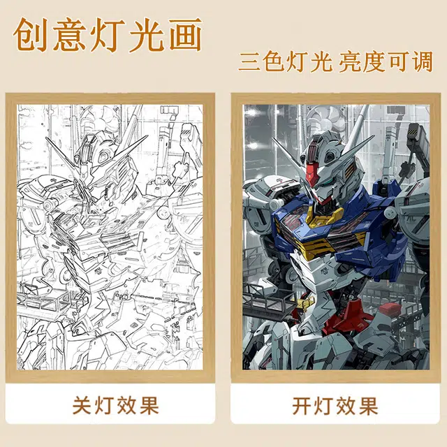 礼莎 机动战士高达 灯光画小夜灯摆件卧室床头电视柜装饰 灯光画 动漫周边