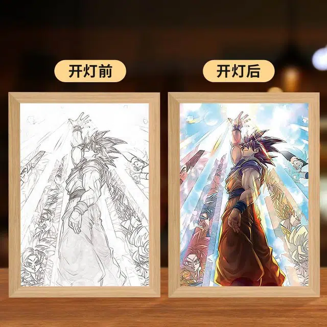 礼莎 七龙珠 卡卡罗特灯光画 创意装饰卧室床头摆件发光小夜灯 动漫周边