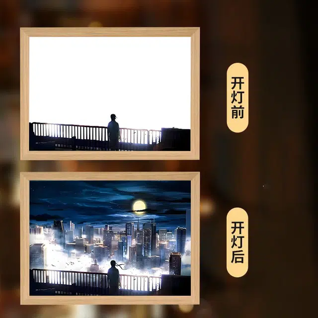 礼莎 斩神创意灯光画 居家卧室床头夜灯发光画桌面装饰摆件 动漫周边