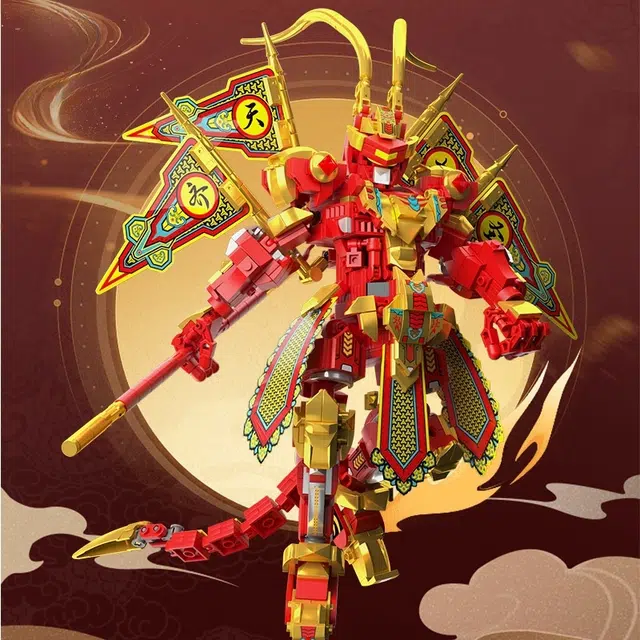 礼莎 悟空机甲齐天大圣益智 小颗粒积木 拼装模型