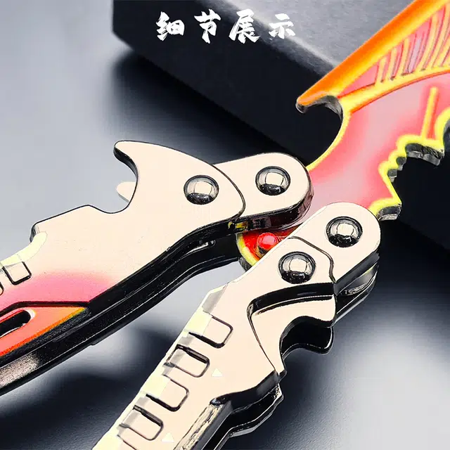 礼莎 雷光焰影甩刀蝴蝶刀金属武器 成品模型