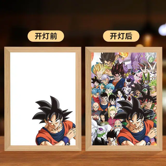 礼莎 七龙珠 卡卡罗特灯光画 创意装饰卧室床头摆件发光小夜灯 动漫周边
