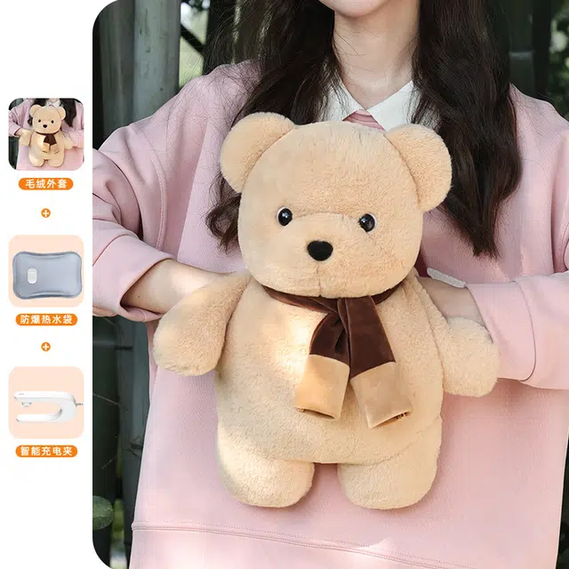 礼莎 萌趣可爱憨萌小熊布偶 保暖暖手 玩偶周边