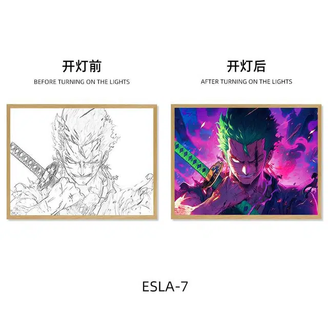 礼莎 罗罗诺亚·索隆 灯光画 创意相框装饰画小夜灯 动漫周边