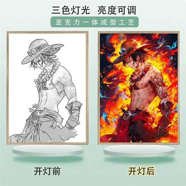 礼莎 海贼王系列灯光画 创意相框装饰画小夜灯 动漫周边