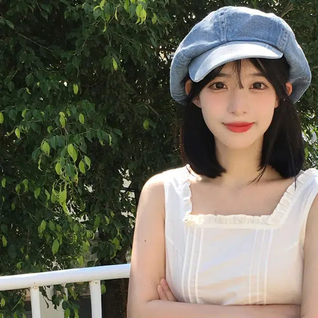 浪莎 美式水洗牛仔大头围显脸小复古高级感百搭 棉 贝雷帽 女款