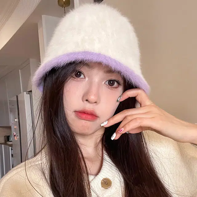 浪莎 纯欲风显脸小韩系甜美可爱针织 兔毛 绒线帽 女款