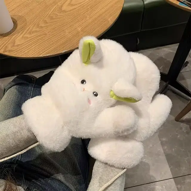 浪莎 冬季保暖可爱小羊卡通学院风加绒加厚防寒学生骑车挂脖手套 涤纶 绒线手套 女款