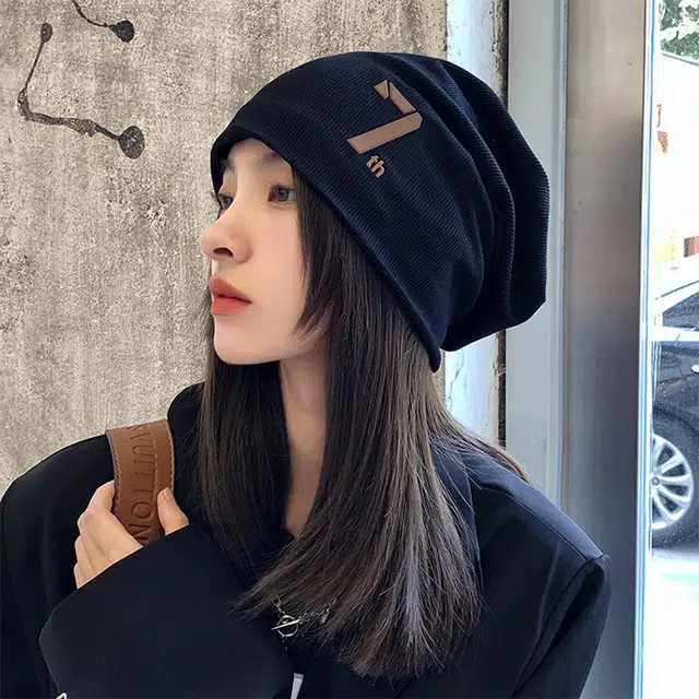 浪莎 早秋包头堆堆帽显脸小薄款嘻哈冷帽包头帽 棉 绒线帽 男女同款情侣款