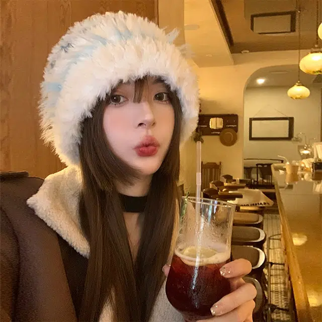 浪莎 日系毛绒渔夫帽子女秋冬季显脸小彩色兔毛针织帽大头围保暖毛线帽 涤纶 绒线帽 男女同款情侣款