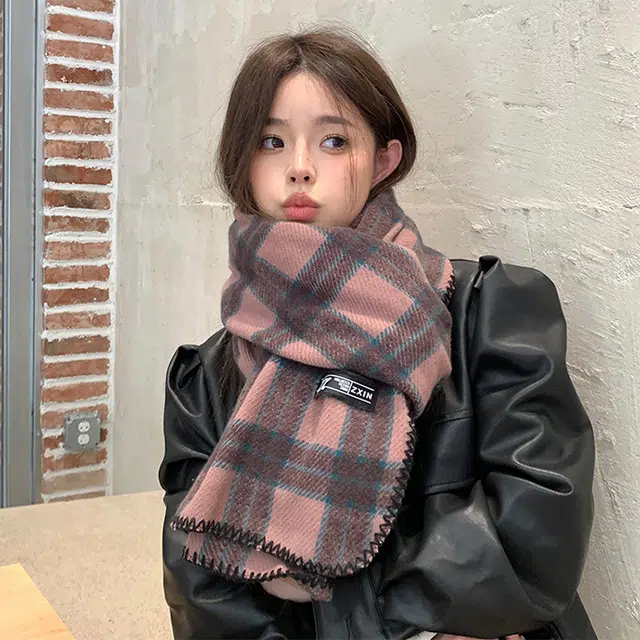 浪莎 秋冬保暖舒适透气护颈围脖渐变双色格子休闲时尚绒线围巾 男女同款情侣款 礼盒装 绒线围巾 男女同款情侣款