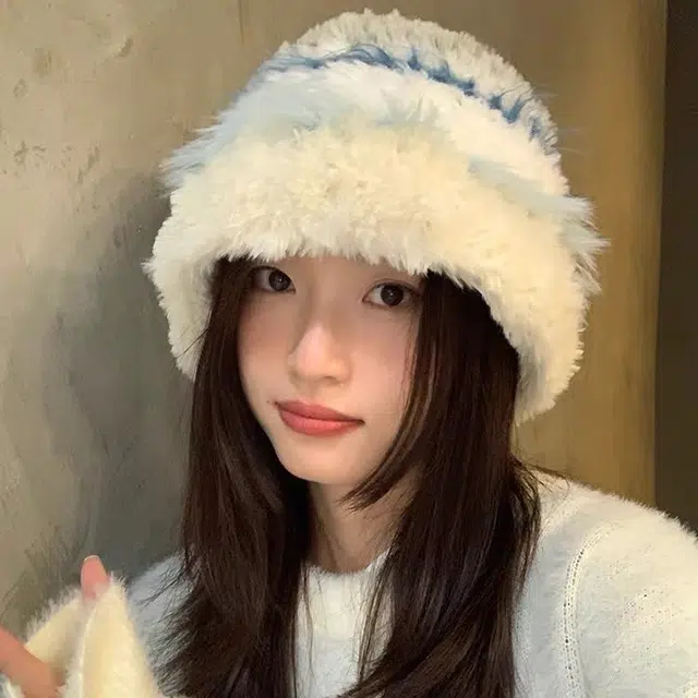 浪莎 日系毛绒渔夫帽子女秋冬季显脸小彩色兔毛针织帽大头围保暖毛线帽 涤纶 绒线帽 男女同款情侣款