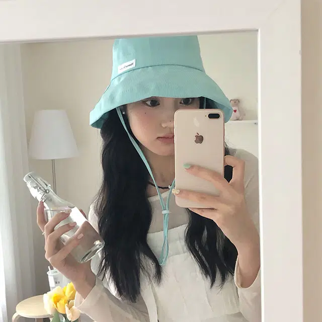浪莎 薄荷曼波甜心遮阳大头围显脸小出游防晒大帽檐 棉 渔夫帽 女款