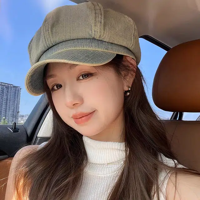 浪莎 北欧复古水洗牛仔做旧大头围显脸小 棉 贝雷帽 男女同款情侣款