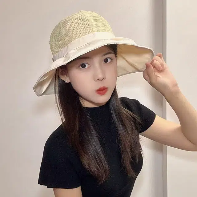 浪莎 韩系户外休闲出行小清新海滩防紫外线防晒大帽檐显脸小 棉 渔夫帽 女款