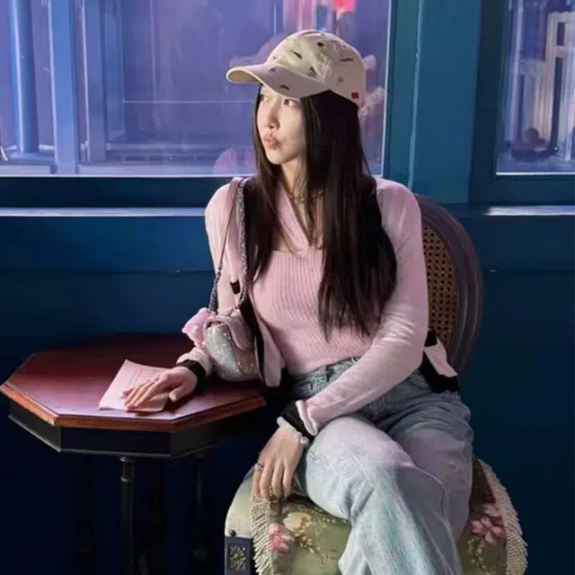 浪莎 韩系田园小清新可爱风卡通刺绣百搭遮阳 棉 鸭舌帽 男女同款情侣款
