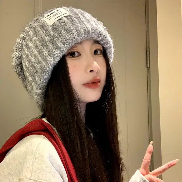 浪莎 新款冬季大头围保暖毛线帽男女情侣款显脸小宽松护耳包头针织绒线帽 涤纶 绒线帽 男女同款情侣款