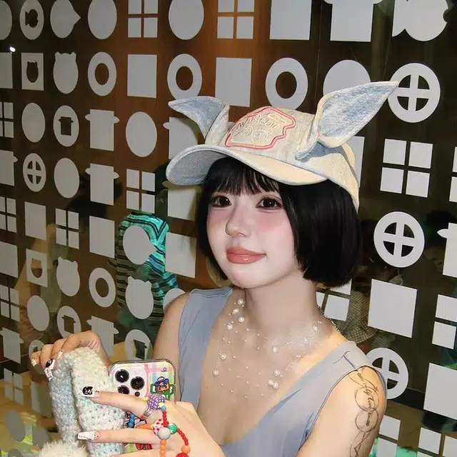 【别碰我耳朵】 浪莎 春夏季可爱牛仔兔亚比风户外出行防晒遮阳时尚潮流百搭大头围显脸小 棉 鸭舌帽 男女同款情侣款