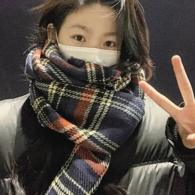 浪莎 复古格子围巾男女百搭秋冬季双面加厚格纹披肩学生情侣围脖 礼盒装 绒线围巾 男女同款情侣款