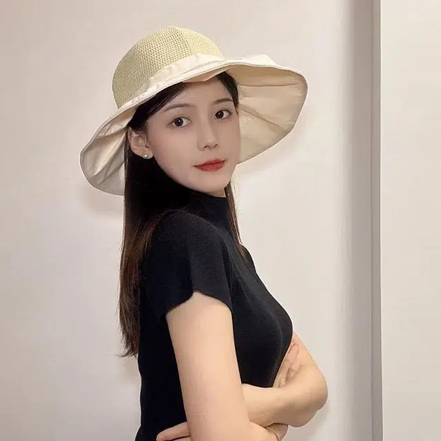 浪莎 韩系户外休闲出行小清新海滩防紫外线防晒大帽檐显脸小 棉 渔夫帽 女款