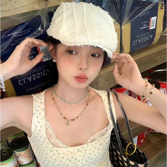 浪莎 日韩小众设计毛边简约纯色时尚百搭显脸小文艺 聚酯纤维 贝雷帽 男女同款情侣款