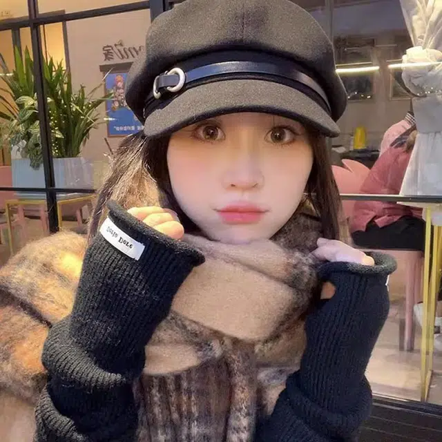 浪莎 法式小香风气质皮扣轻奢感显脸小户外休闲 棉 贝雷帽 男女同款情侣款