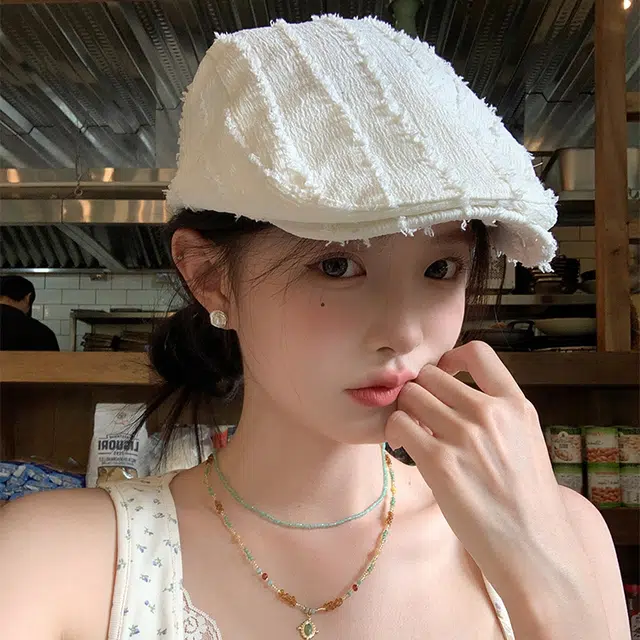 浪莎 日韩小众设计毛边简约纯色时尚百搭显脸小文艺 聚酯纤维 贝雷帽 男女同款情侣款