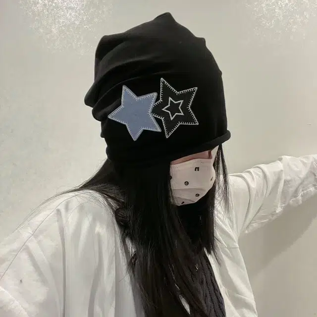 浪莎 五角星贴布堆堆帽子卷边棉质包头帽街头休闲显脸小 棉 绒线帽 男女同款情侣款