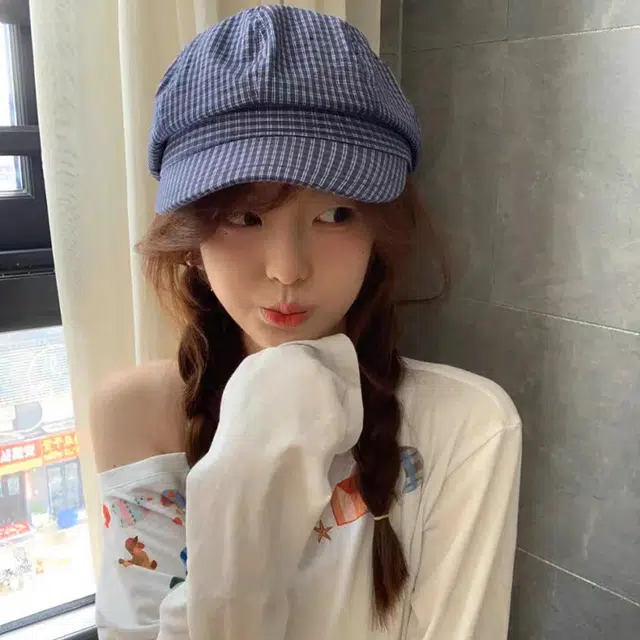 浪莎 韩系早秋千鸟格纹薄款复古英伦风百搭休闲 棉 贝雷帽 男女同款情侣款