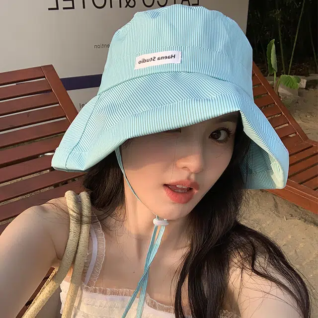 浪莎 薄荷曼波甜心遮阳大头围显脸小出游防晒大帽檐 棉 渔夫帽 女款