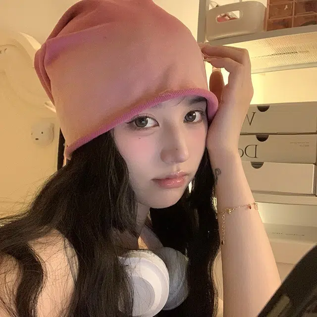 浪莎 时髦精渐变色复古堆堆帽显脸小包头帽薄款个性街拍穿搭潮酷冷帽 棉 绒线帽 男女同款情侣款