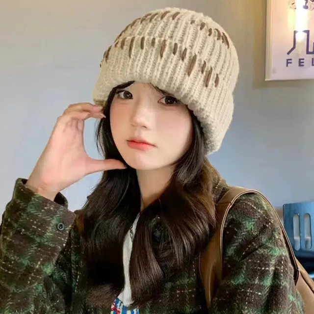 浪莎 酷里拽气手工缝线针织帽子男女情侣款秋冬季加厚保暖护耳套头毛线帽 涤纶 绒线帽 男女同款情侣款