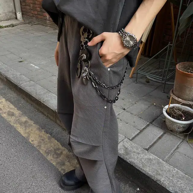 【不潮不出街】 浪莎 新潮个性潮酷朋克嘻哈街舞牛仔休闲时尚金属蹦迪 合金 裤链 男女同款情侣款