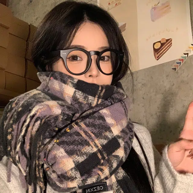 浪莎 彩点糖豆格子流苏围巾秋冬季披肩韩系高级氛围感加厚保暖围脖 男女同款情侣款 礼盒装 绒线围巾 男女同款情侣款