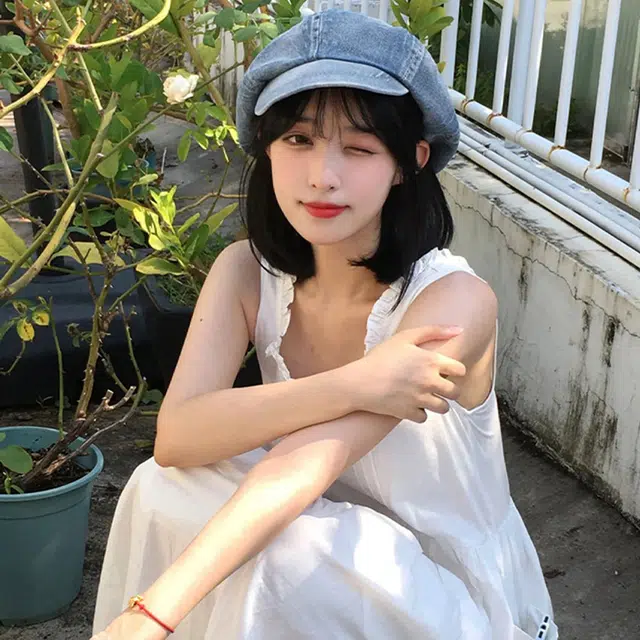 浪莎 美式水洗牛仔大头围显脸小复古高级感百搭 棉 贝雷帽 女款