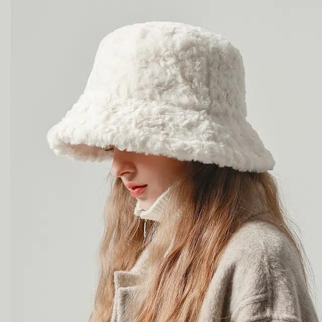 浪莎 秋冬天毛绒盆帽男女情侣款大头围渔夫帽日常通勤保暖百搭显脸小帽子绒线帽 涤纶 渔夫帽 男女同款情侣款