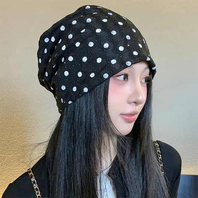 浪莎 韩式烫钻双层蝴蝶结可爱显脸小时尚百搭#好运 棉 绒线帽 男女同款情侣款