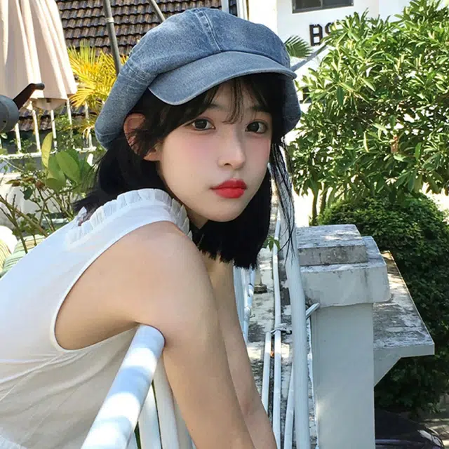 浪莎 美式水洗牛仔大头围显脸小复古高级感百搭 棉 贝雷帽 女款