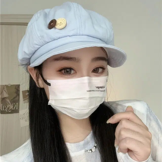 浪莎 韩系田园风纽扣八角云朵 薄款大头围出街美拍显脸小 棉 贝雷帽 女款