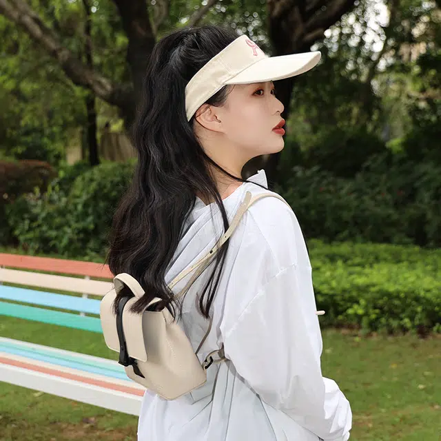 浪莎 甜美蝴蝶结刺绣空顶帽子夏季遮阳户外跑步运动潮 棉 防晒帽 女款