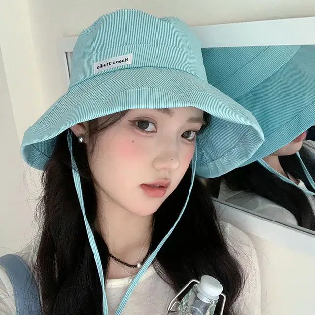 浪莎 薄荷曼波甜心遮阳大头围显脸小出游防晒大帽檐 棉 渔夫帽 女款