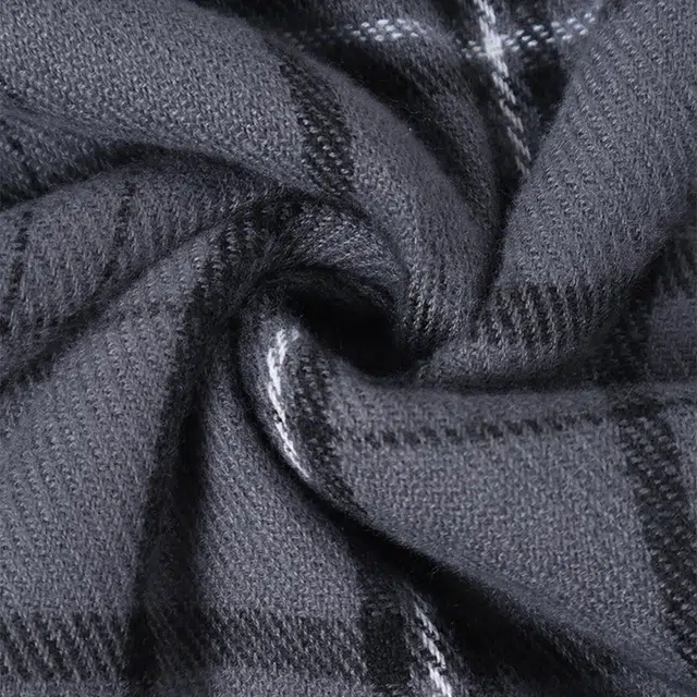 浪莎 经典黑白灰格纹双面高级百搭保暖流苏 礼盒装 聚酯纤维 绒线围巾 男女同款情侣款