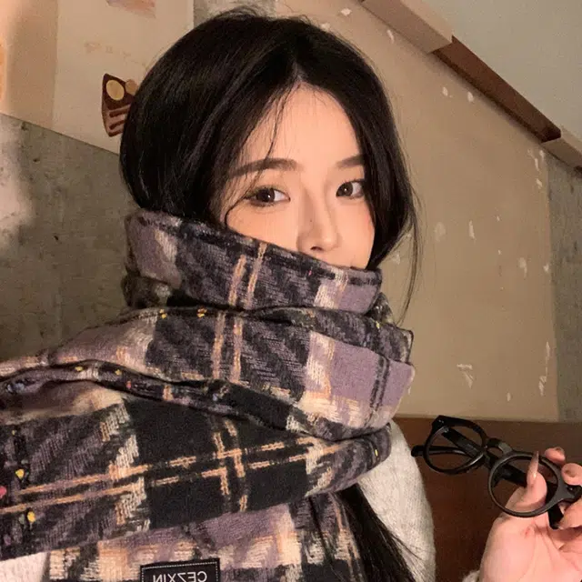 浪莎 彩点糖豆格子流苏围巾秋冬季披肩韩系高级氛围感加厚保暖围脖 男女同款情侣款 礼盒装 绒线围巾 男女同款情侣款