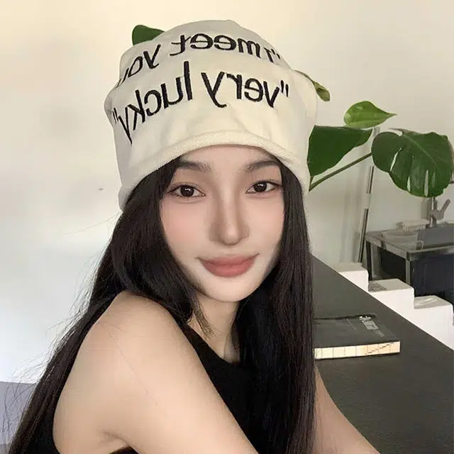 浪莎 美式字母刺绣卷边帽檐户外出行街头潮流时尚堆堆帽显脸小 棉  绒线帽 男女同款情侣款