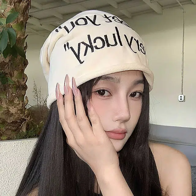 浪莎 美式字母刺绣卷边帽檐户外出行街头潮流时尚堆堆帽显脸小 棉  绒线帽 男女同款情侣款