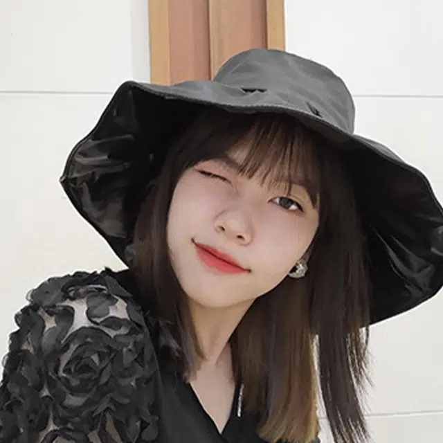 浪莎 黑胶遮阳防晒户外出行可折叠塑形大檐 聚酯纤维 渔夫帽 女款