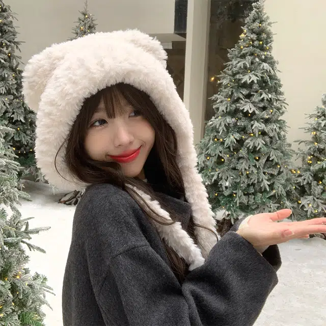 浪莎 小众设计甜美可爱卡通猫耳朵学院通勤百搭出街 聚酯纤维 绒线帽 女款