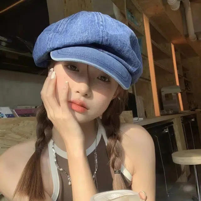 浪莎 美式水洗牛仔大头围显脸小复古高级感百搭 棉 贝雷帽 女款